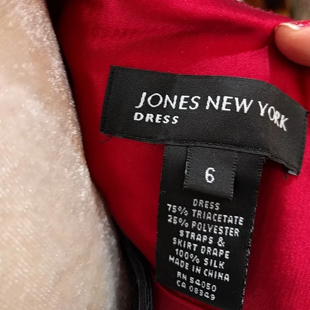 RARE NEW Jones New York Red Silk Poly Blend Dress - with tag - Picture 4 of 9